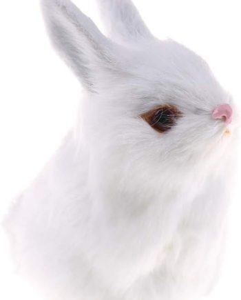 Mini Realistic Cute Plush Rabbits Fur Lifelike Animal Easter Bunny Simulation Toy Model Gift Miniatures Decorations (Rabbit Plush Toys-B)