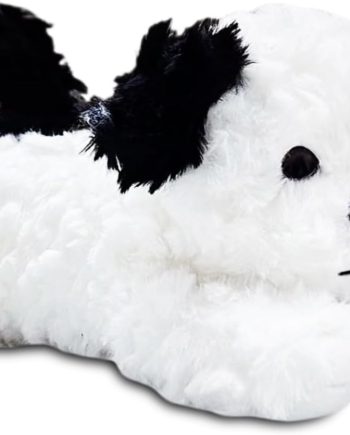 12" Dog Stuffed Animal Plush Toys for Kids, Cute Black and White Puppy Stuffed Animals Pillow, Plushies for Girls, Boys and Babies, Dog Plush Toys for Easter Basket Stuffers, Birthday Gifts