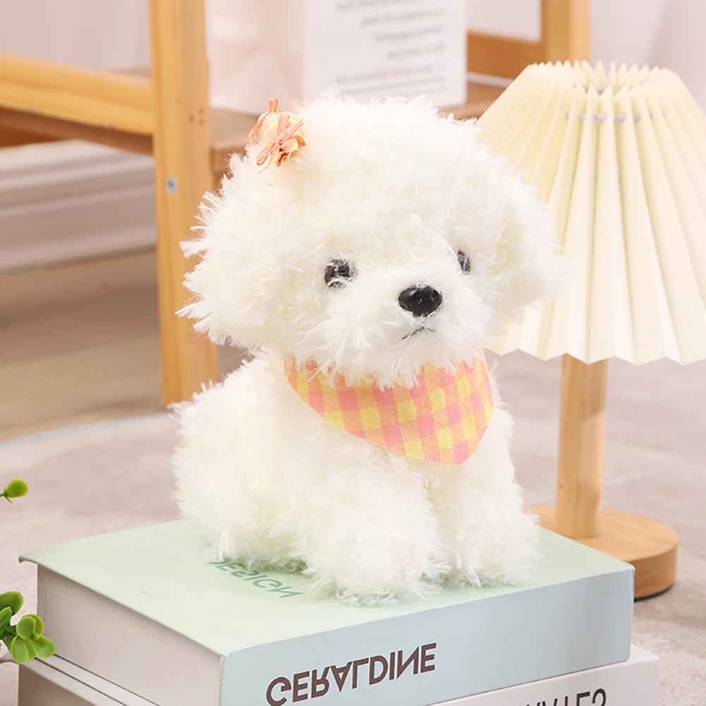 8inch Dog Plush Stuffed Animal, Stuffed Dog Plush Toy, Great Gift for Kids Home Recor (White)