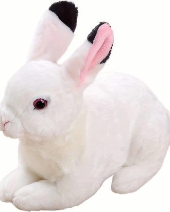 Lifelike White Bunny Stuffed Animal, 8.2 inch Realistic Plush Toy Rabbit Adorable Bunny Toy for Kids Easter Basket Stuffers (White Bunny)