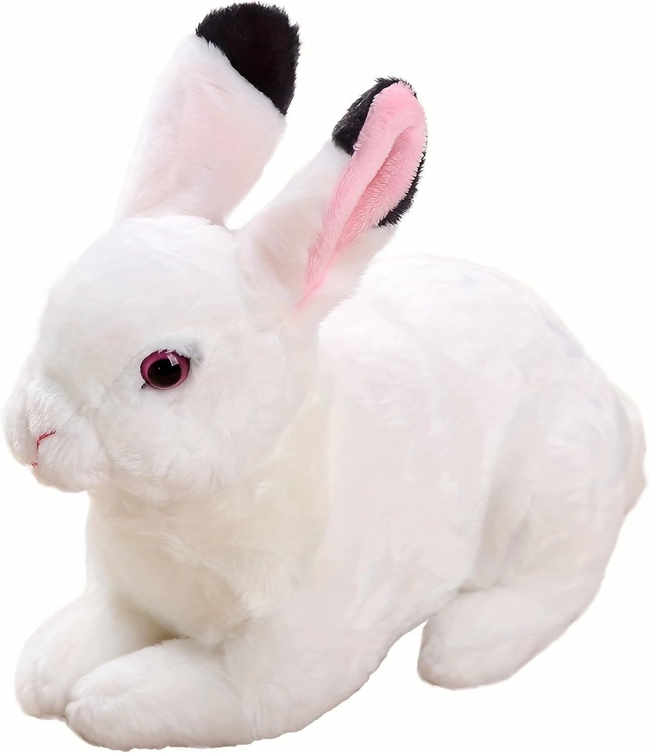 Lifelike White Bunny Stuffed Animal, 8.2 inch Realistic Plush Toy Rabbit Adorable Bunny Toy for Kids Easter Basket Stuffers (White Bunny)