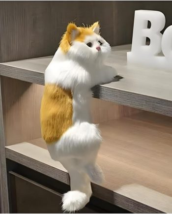 Realistic Furry Kitty,Cat Decor,Simulation Hanging Cat,Figurine Cat,Cat Lover Gifts for Women,Home Office Car Decoration,Realistic Plush Kitty,Synthetic Fur,Handmade Lifelike Cat Statue (Orange)