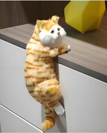 Realistic Furry Kitty,Cat Decor,Simulation Hanging Cat,Figurine Cat,Cat Lover Gifts for Women,Home Office Car Decoration,Realistic Plush Kitty,Synthetic Fur,Handmade Lifelike Cat Statue (Yellow)