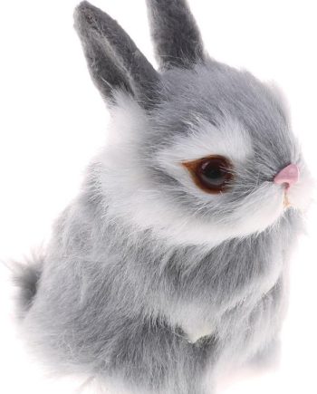 Mini Realistic Cute Plush Rabbits Fur Lifelike Animal Easter Bunny Simulation Toy Model Gift Miniatures Decorations (Rabbit Plush Toys)