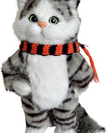 Plush Faux Fur Cat Holiday Decorative Kitten Simulation Kitty Collectible Gift for Cat Lovers