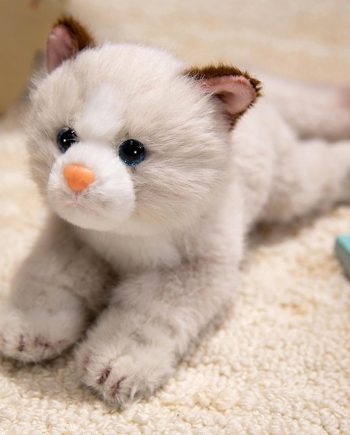 Cat Stuffed Animal 9.8" Realistic Kitten Plushies Soft Plush Toys Gifts for Kids Grey and White