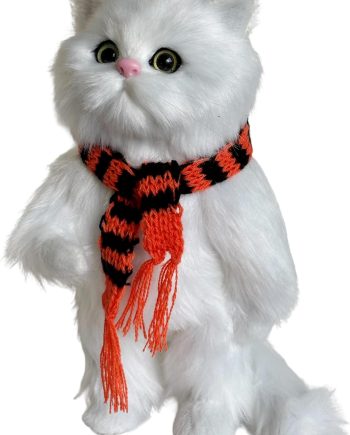 Realistic Plush Faux Fur Cat Holiday Decorative Kitten Simulation Kitty Collectible Gift for Cat Lovers (White)