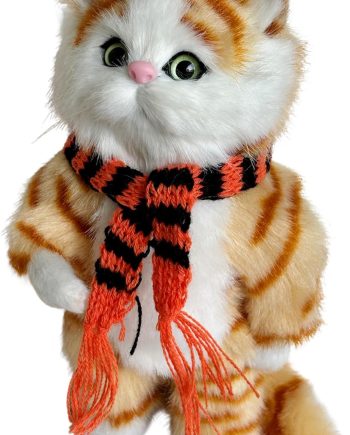 Realistic Plush Faux Fur Cat Holiday Decorative Kitten Simulation Kitty Collectible Gift for Cat Lovers (Orange)