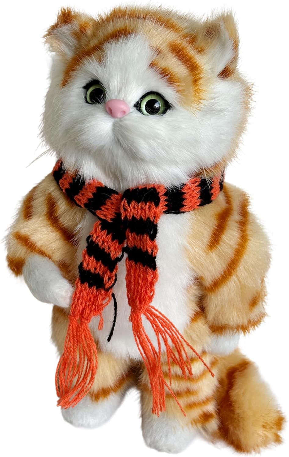 Realistic Plush Faux Fur Cat Holiday Decorative Kitten Simulation Kitty Collectible Gift for Cat Lovers (Orange)