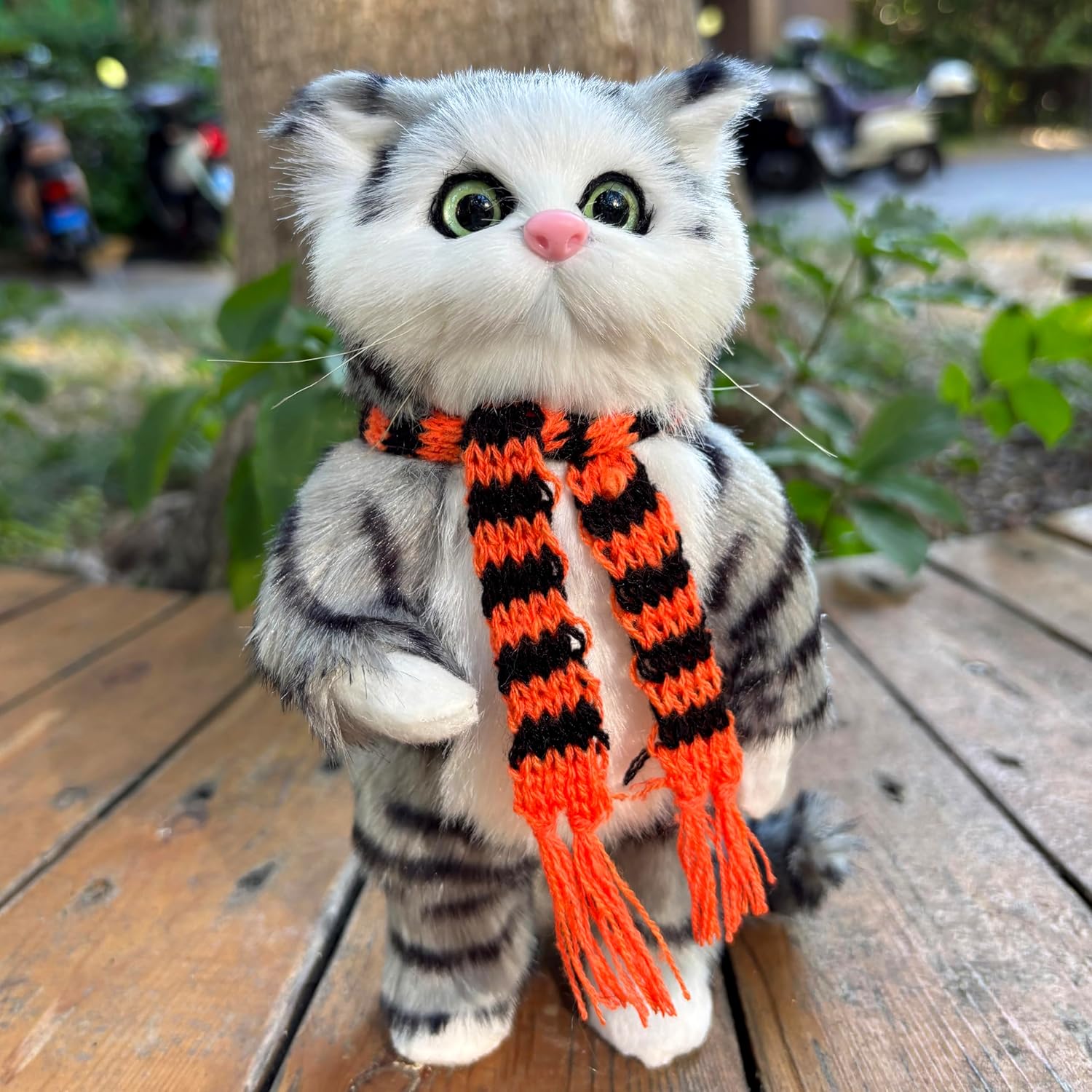 Plush Faux Fur Cat Holiday Decorative Kitten Simulation Kitty Collectible Gift for Cat Lovers